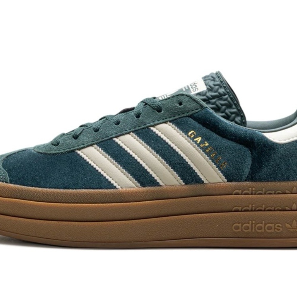 adidas Women’s Platform Suede Sneakers in Teal, White and Brown - Picture 2 of 11